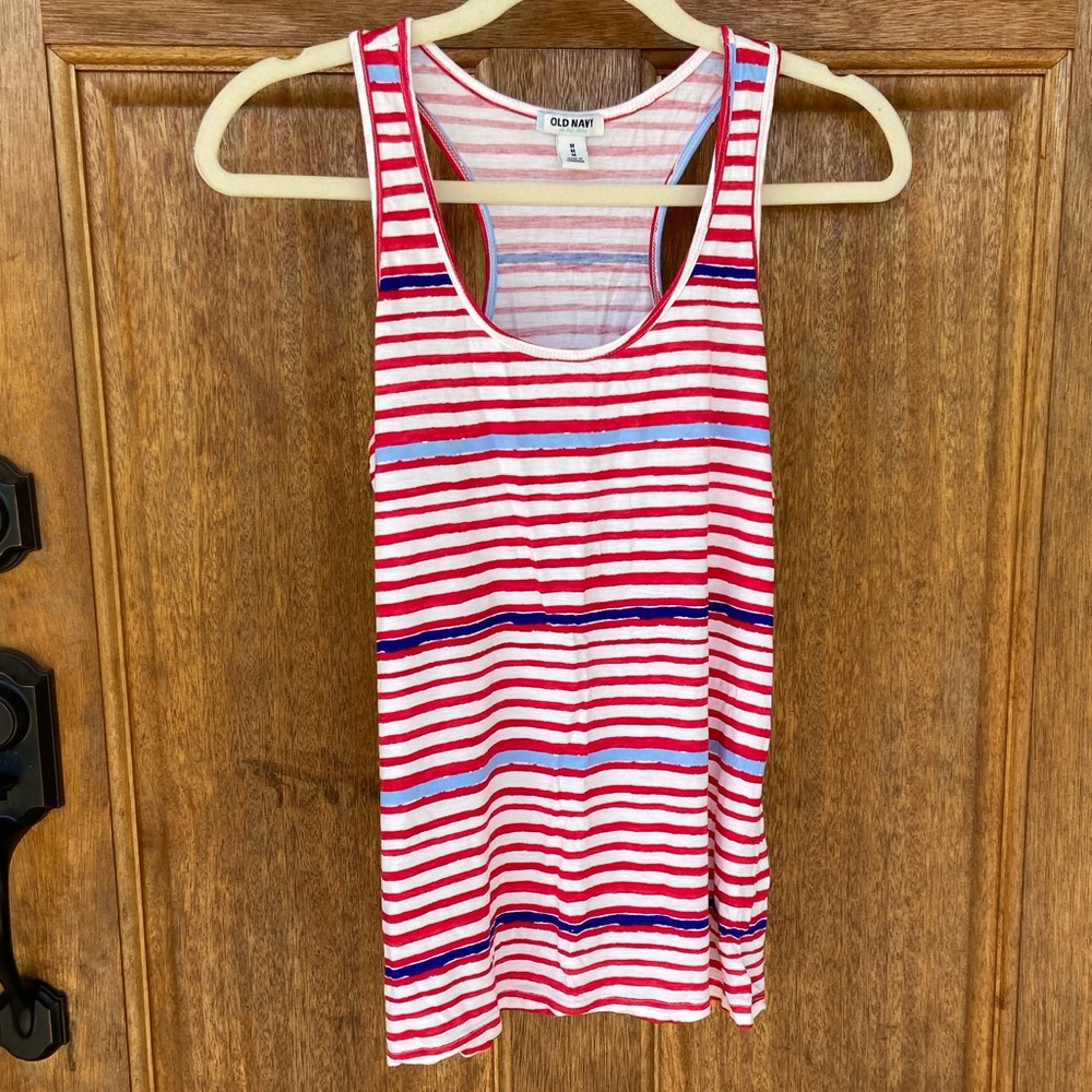 Old Navy | White/Red/Blue Racerback Tank, medium